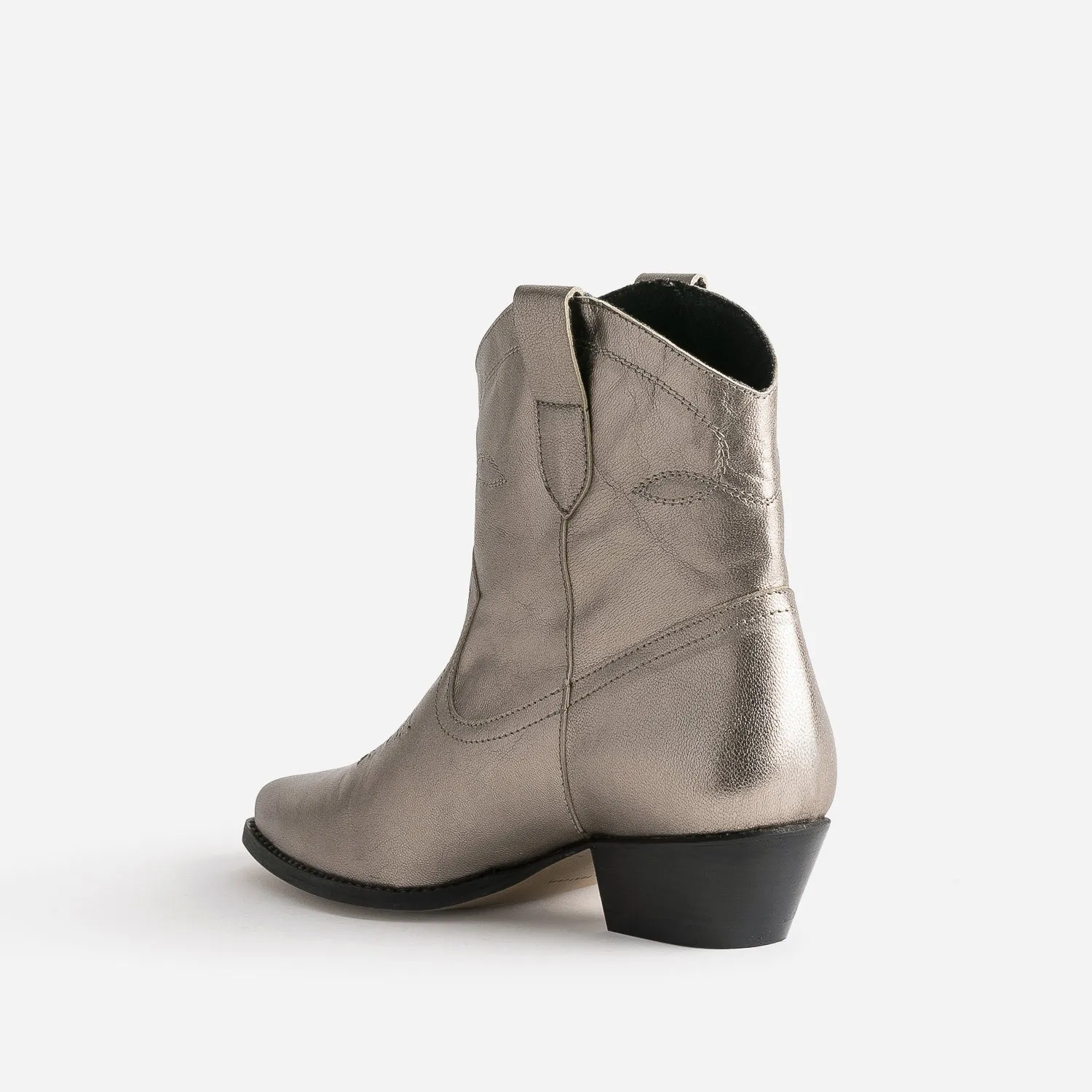 Boots western TEXTO doré en cuir - Boots / bottines Femme | ERAM