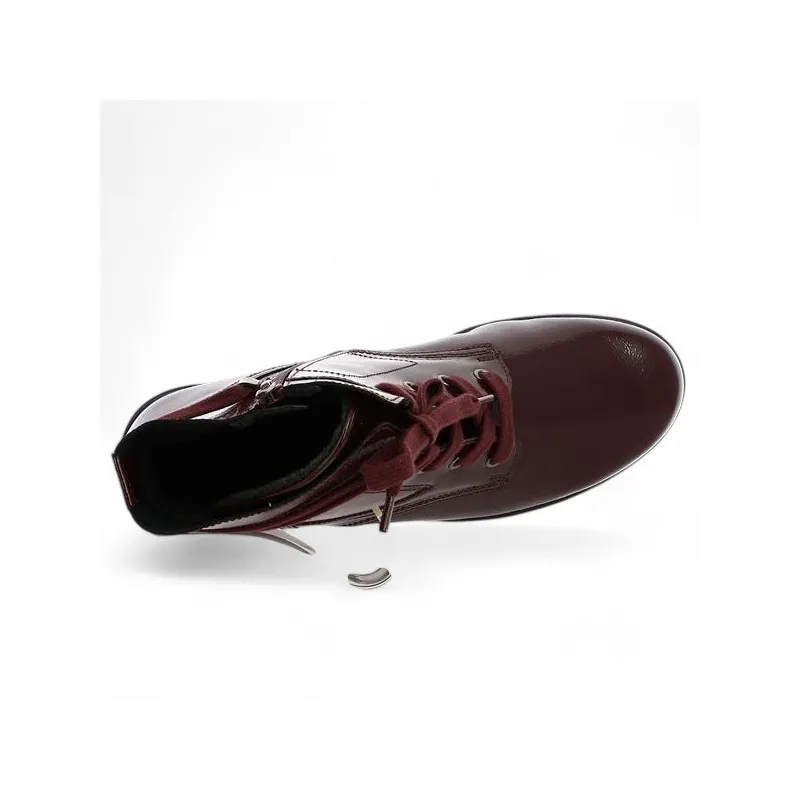Boots à lacets femme vernis bordeaux Gabor grande pointure KRISTEN
