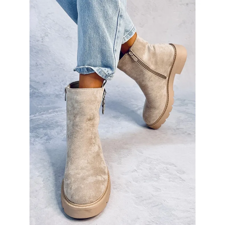 Bottines Chelsea femme Emarco beiges