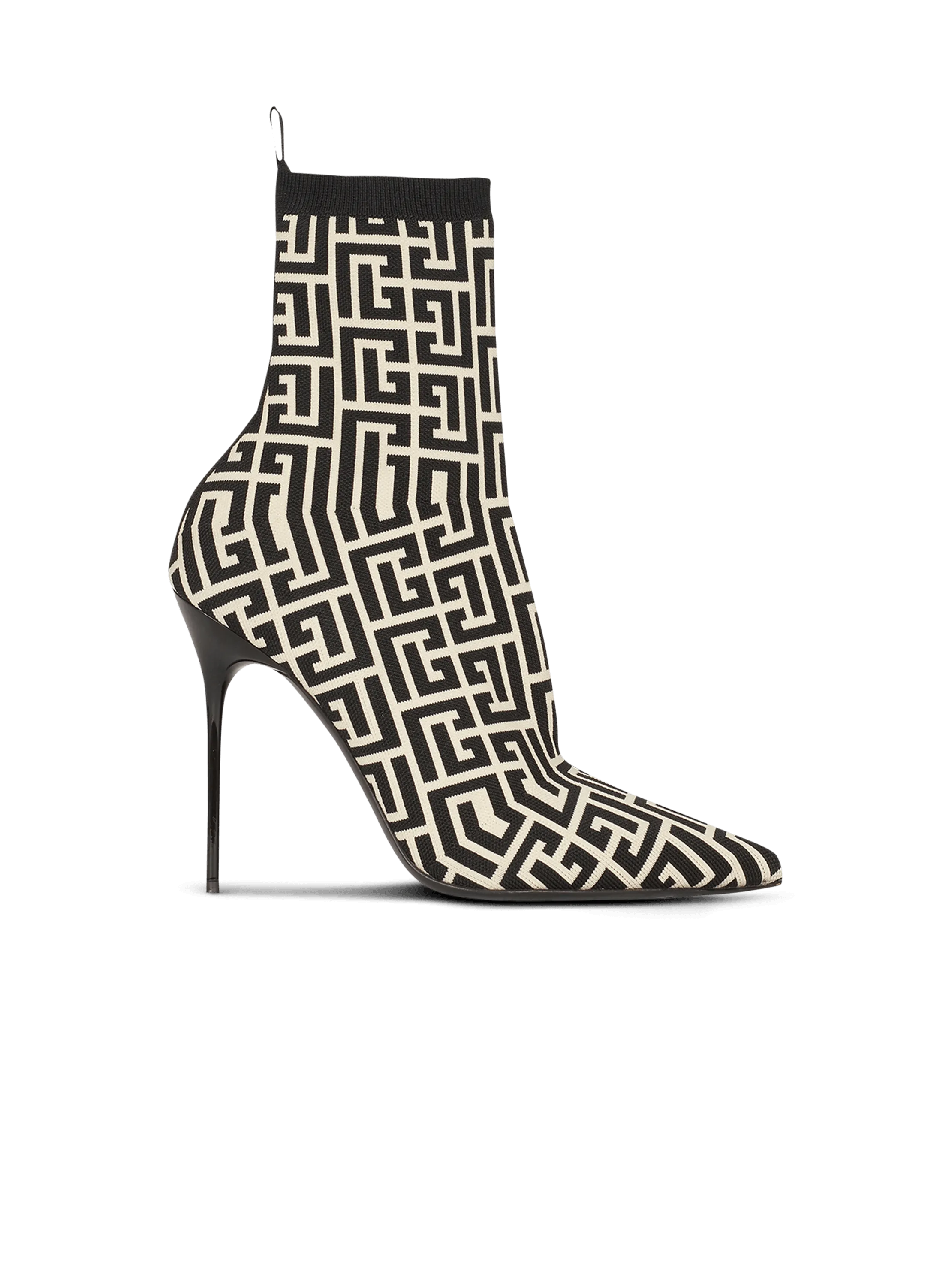 Bottines Skye en maille stretch bicolores à monogramme Balmain