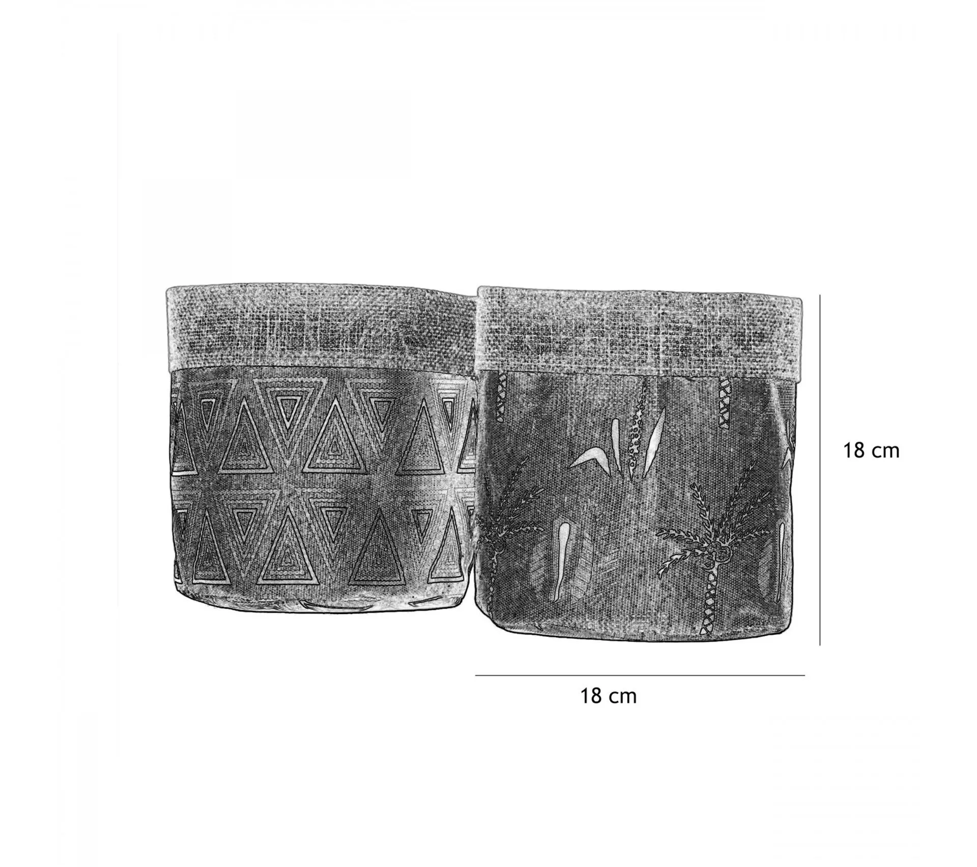 Cache-pots En Jute Et Tissu Ethnique 25cm Lot De 2