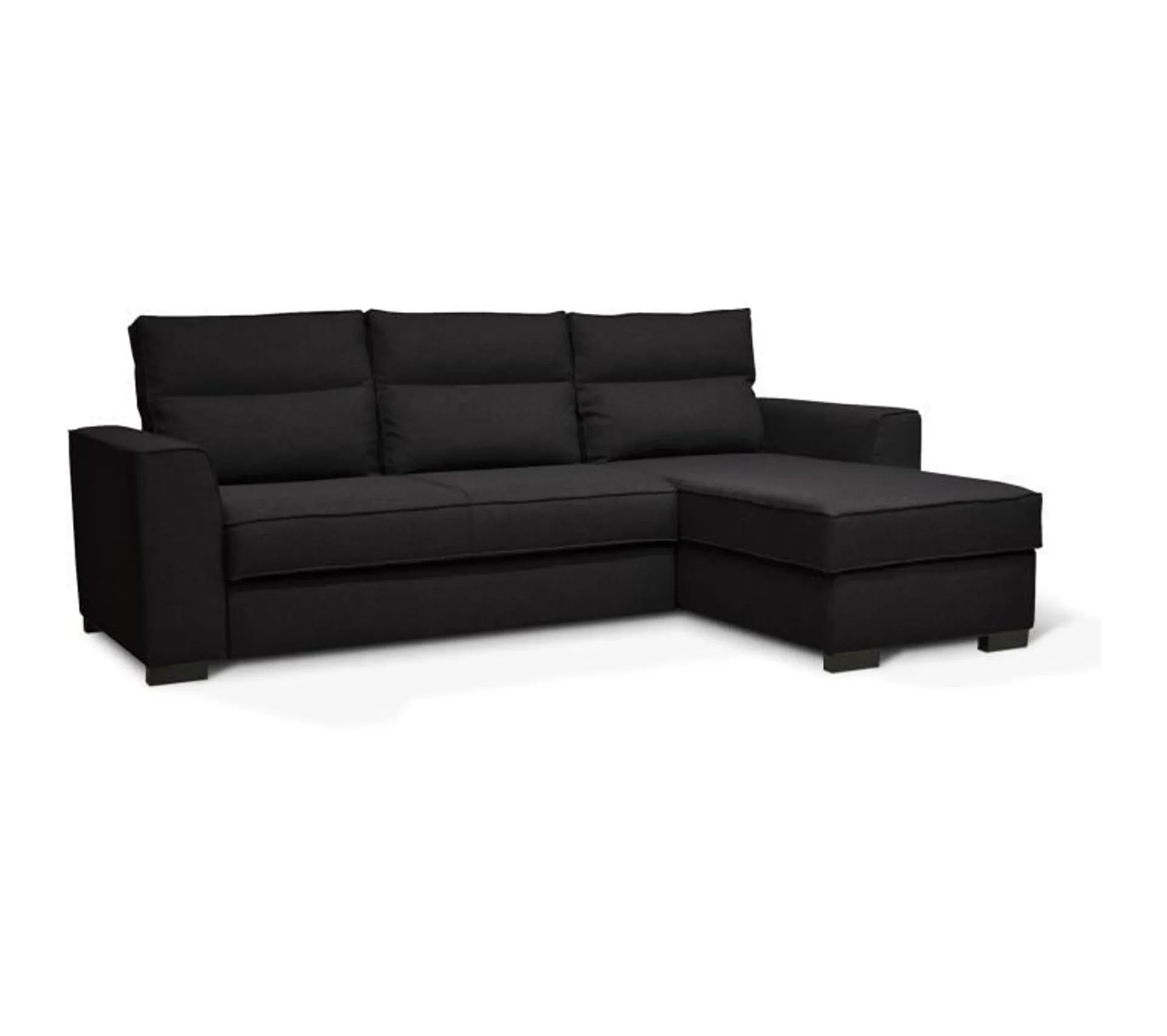Canapé Angle Convertible Réversible 4 Places Montreal Tissu Noir L 247 X P 158 X H 92 Cm