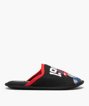 chaussons garcon mules en velours imprimees ¨C camps united bleu chaussons