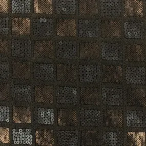 Coupon 70 cm x 135 cm Tissu Carreaux paillettes bronze