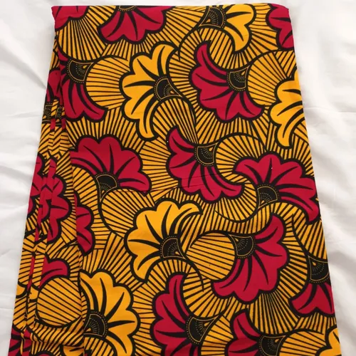 Coupon wax, tissu wax par 6 yards, ankara wax 100% coton, ankara fabric, wax fabrics, pagne africain: fleur de mariage rouge