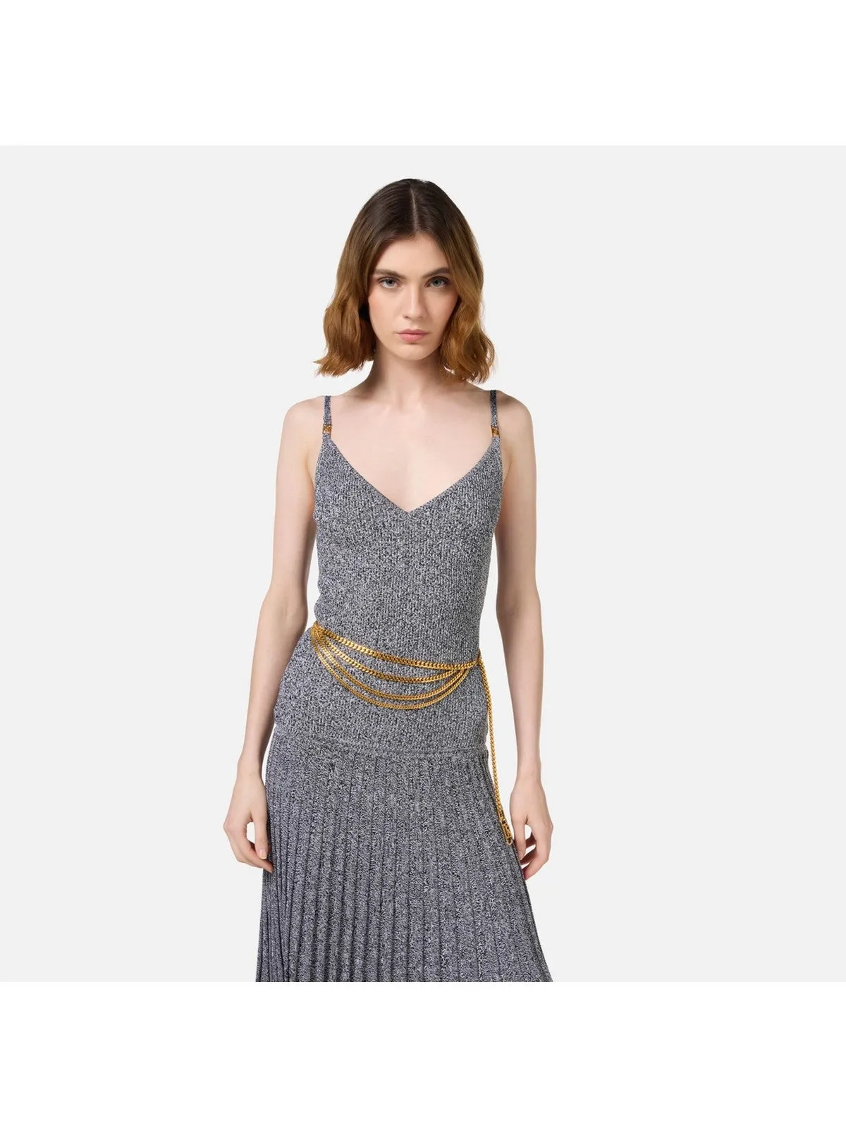Elisabetta Franchi Ceinture Chaîne Dorée Femme Strass CT49K47E2 U95