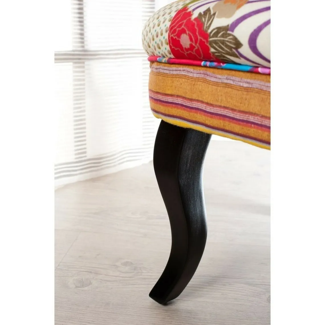 Fauteuil dossier capitonné imprimé patchwork en tissu Betty - imprimé | 3 Suisses