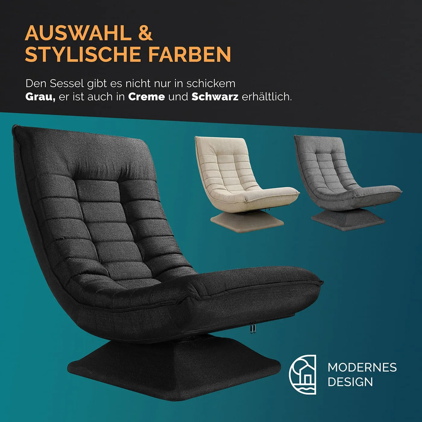 Fauteuil relax Aberdeen Noir Tissu | DeubaXXL