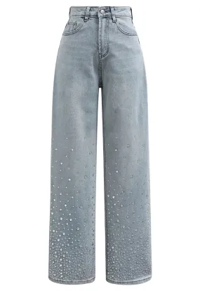 Jean droit à strass brillants