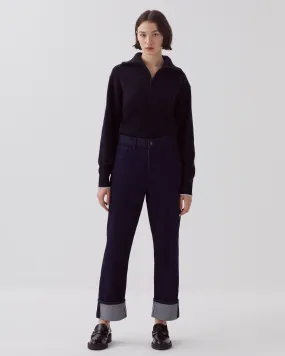 Jean regular à larges revers