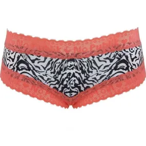 NO PUBLIK Shorty Femme Microfibre Dentelle ZEBRA Corail