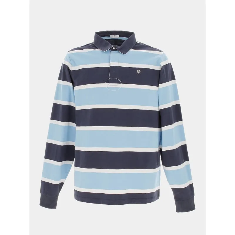 Polo jersey manche longue rayé bleu homme - Serge Blanco | wimod