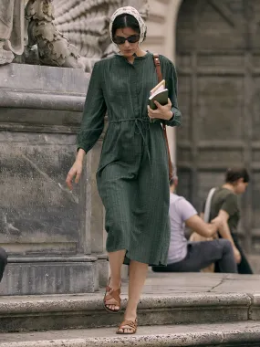 Robe longue femme tissu crépon
