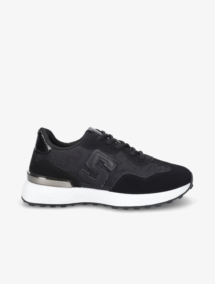 Running en suédine et tissu matelassé - Noir