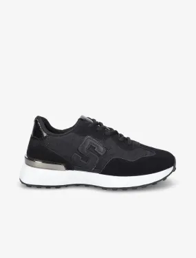 Running en suédine et tissu matelassé - Noir
