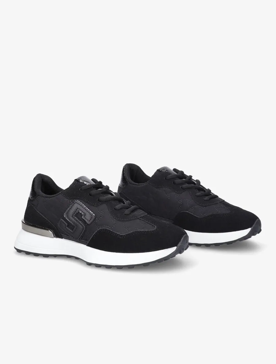 Running en suédine et tissu matelassé - Noir