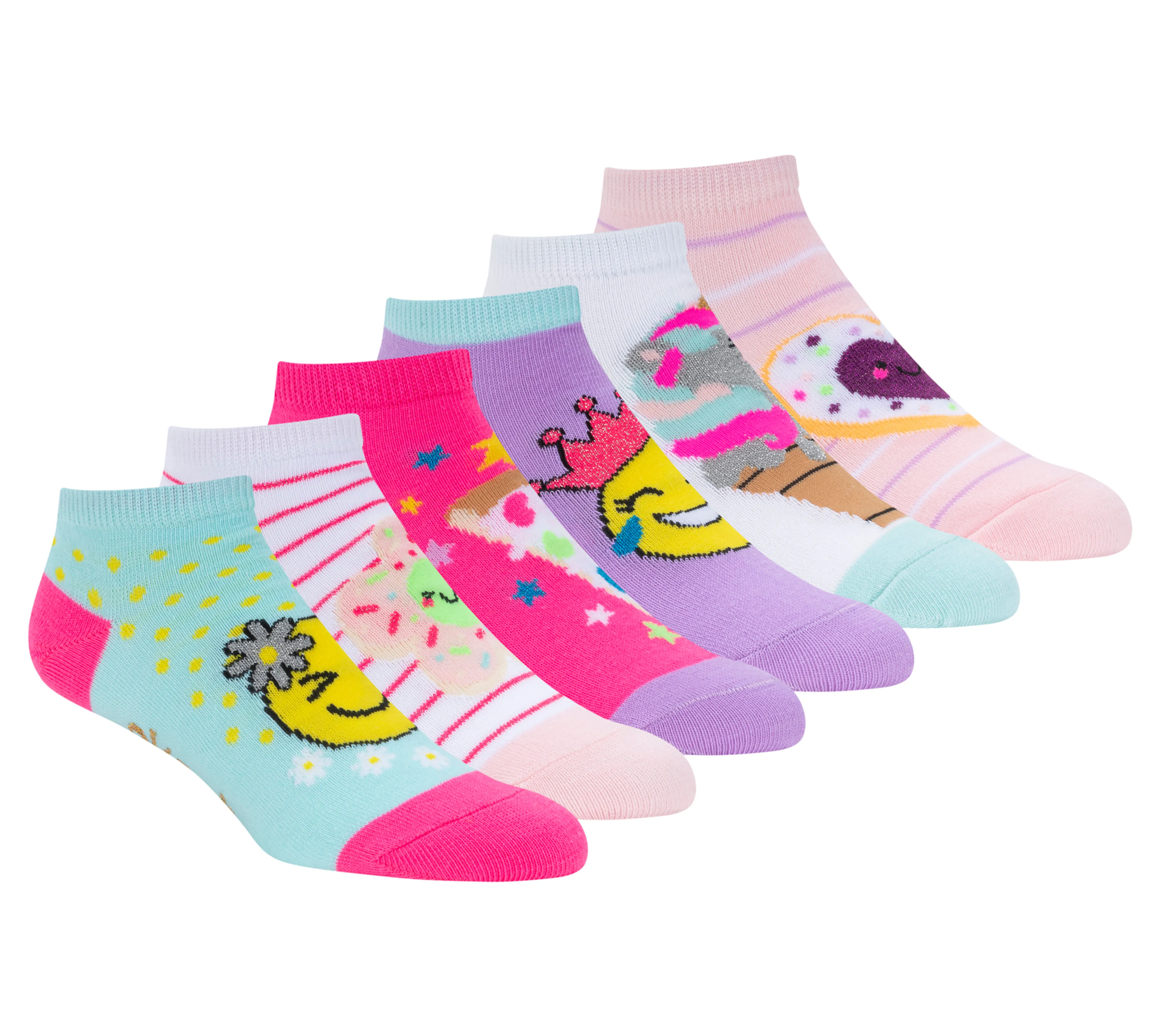 Smiley Floral Socks - 6 Pack
