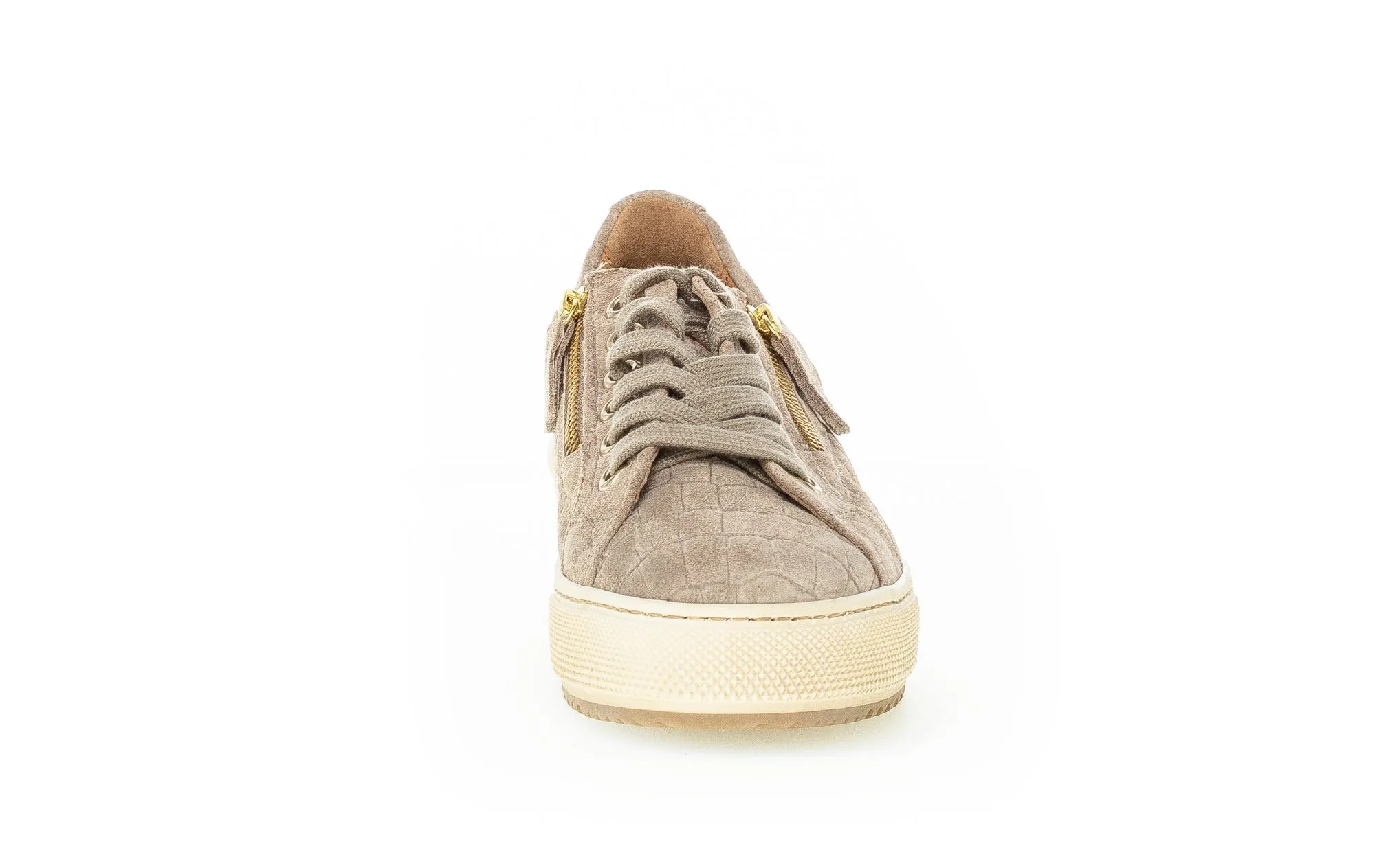 Sneakers beiges en cuir imprimé