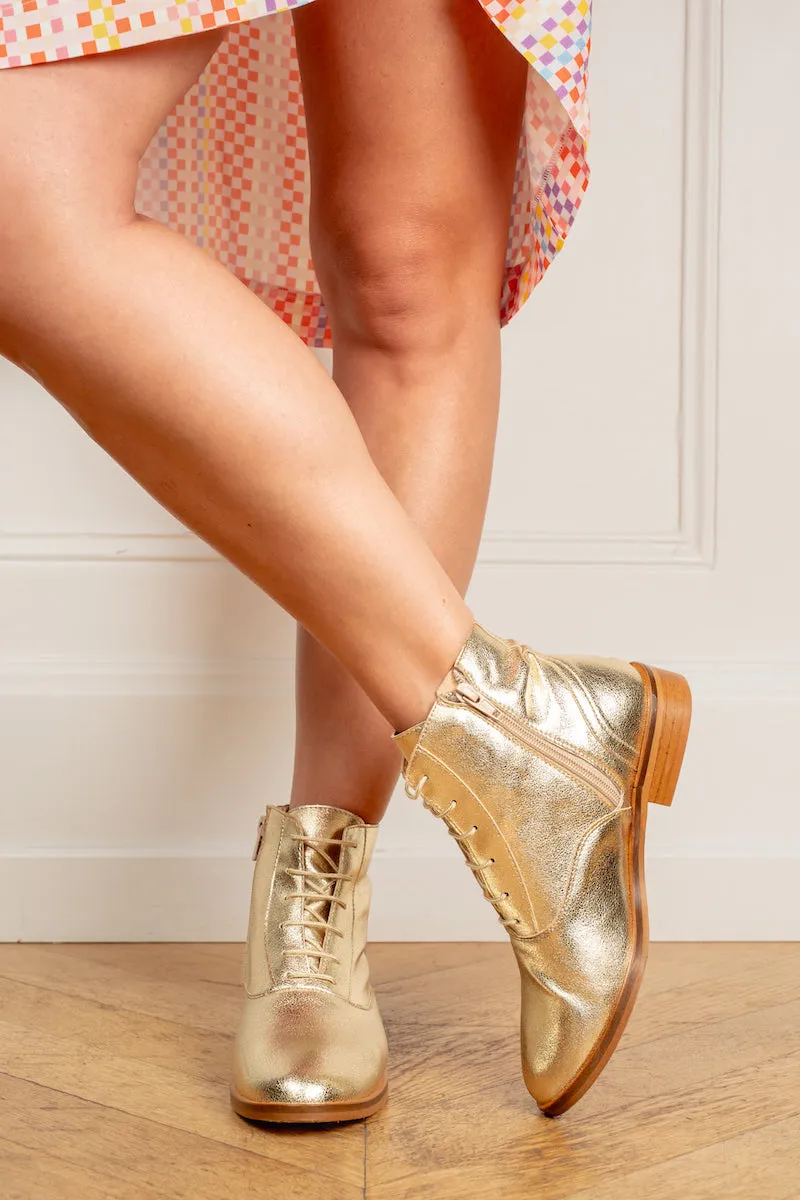 Suzanne - Bottines Swing Vegan Dorées
