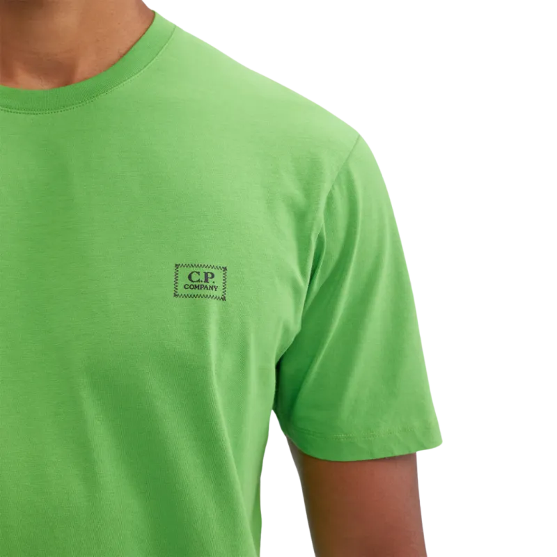 T-shirt col rond jersey coton 30/1 vert fluo logo