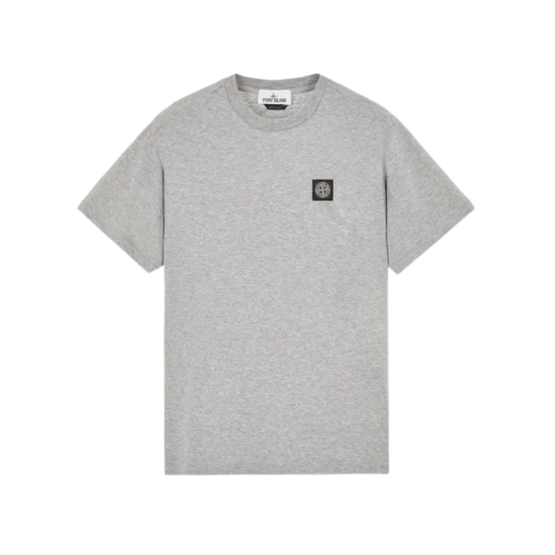 T-shirt col rond jersey coton gris chiné Ecusson Rose des vents