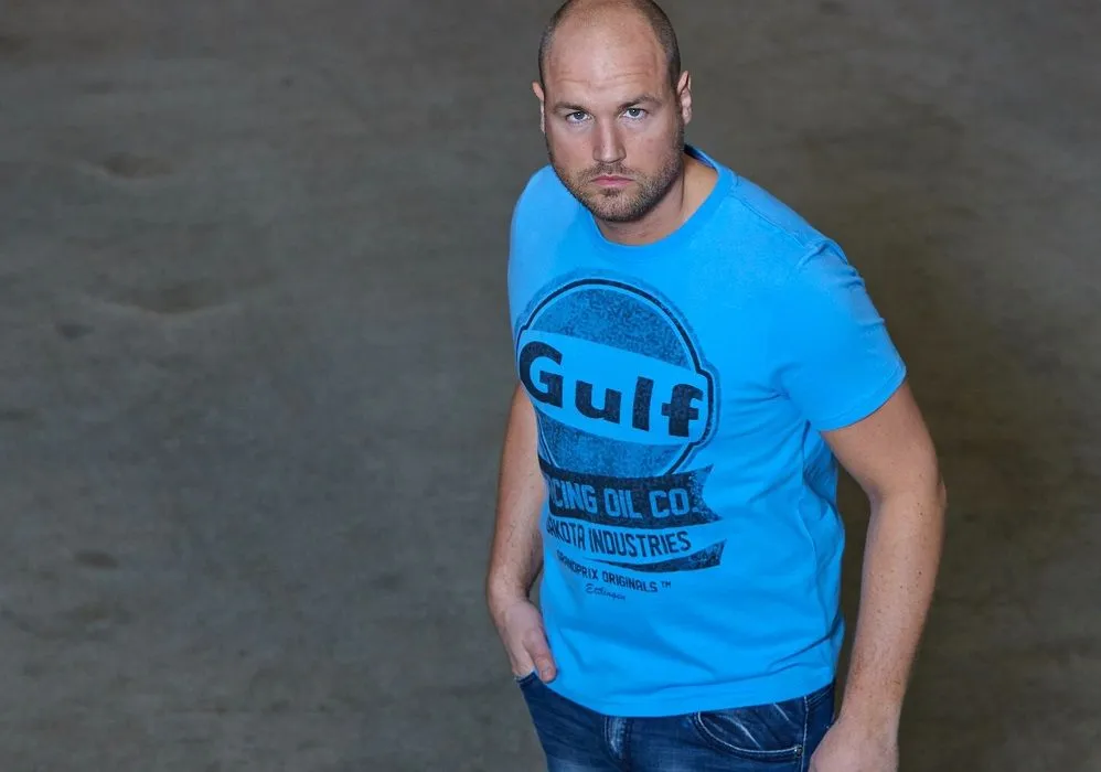 T-shirt GULF Oil Racing bleu clair pour homme