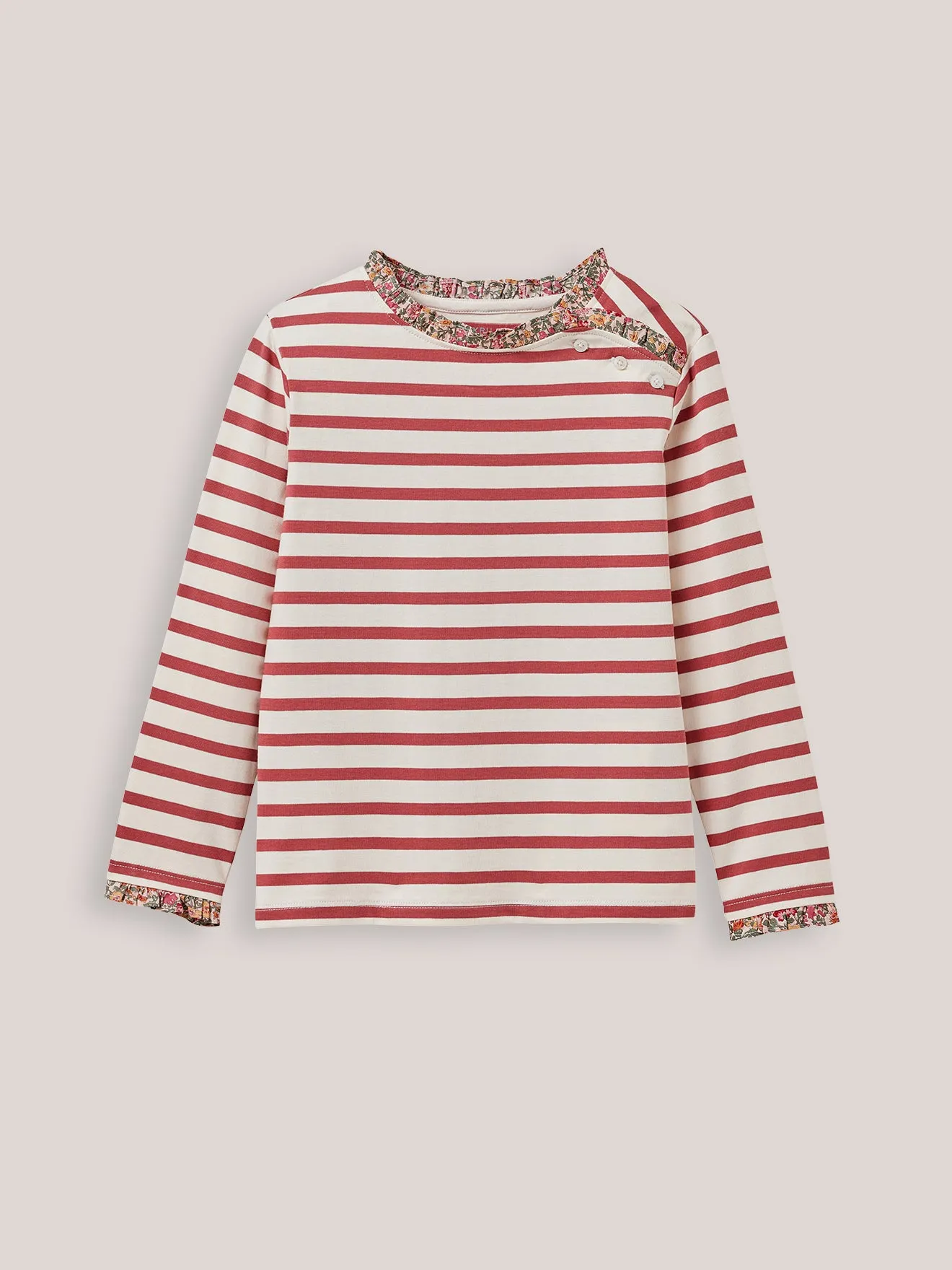 T-shirt marinière Fille tissu Liberty - Coton Biologique
