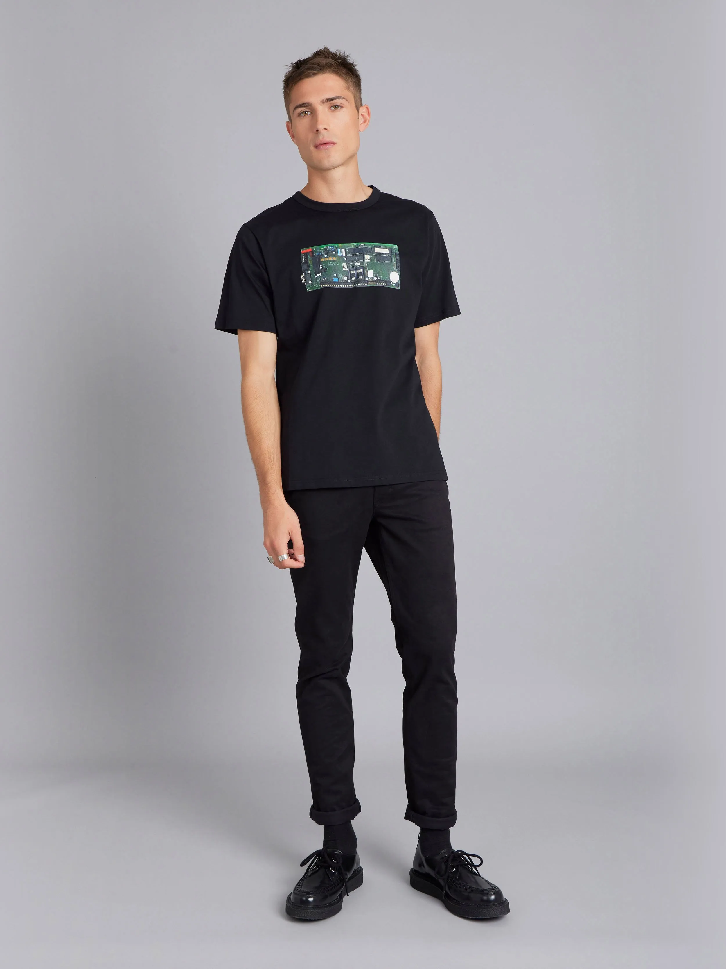 t-shirt mixte en jersey de coton  sérigraphie "carte mère" noir