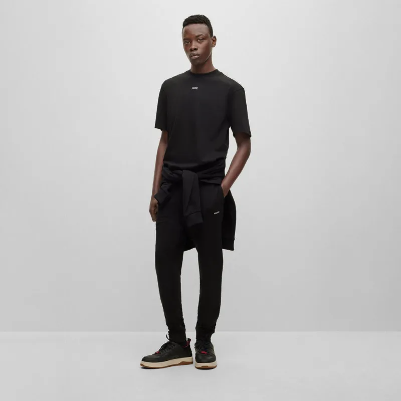 T-SHIRT NOIR RELAXED FIT EN JERSEY DE COTON À LOGO IMPRIMÉ DAPOLINO HUGO