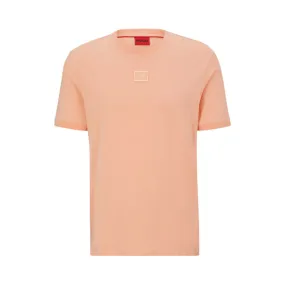 T-SHIRT ROSE SAUMON DIRAGOLINO_C HUGO EN JERSEY DE COTON AVEC BADGE LOGO TON SUR TON