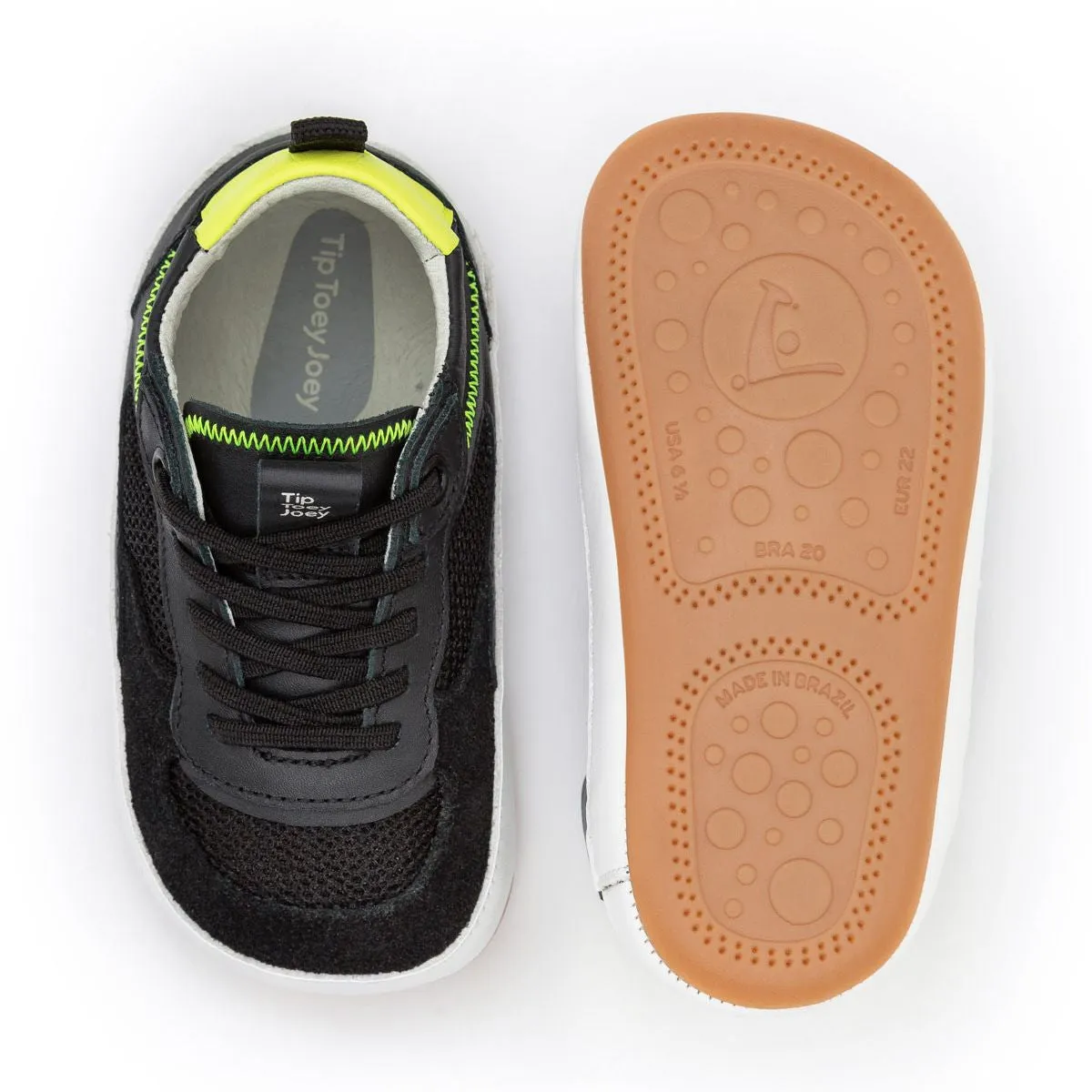 Tip Toey Joey Primeiros Sneakers Step Black Amarelo Neon