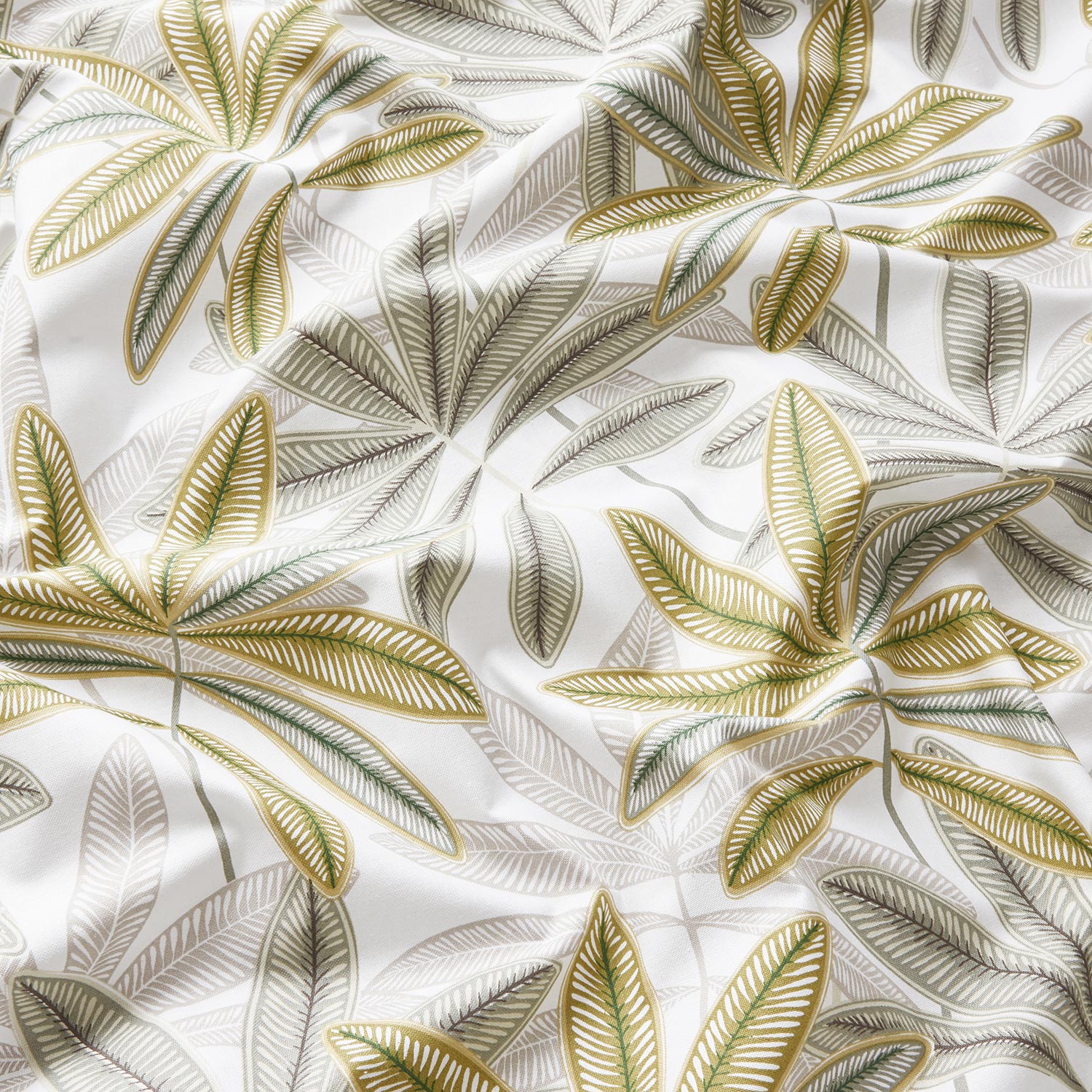Tissu de décoration Semi-panama Feuilles colorées – blanc/olive