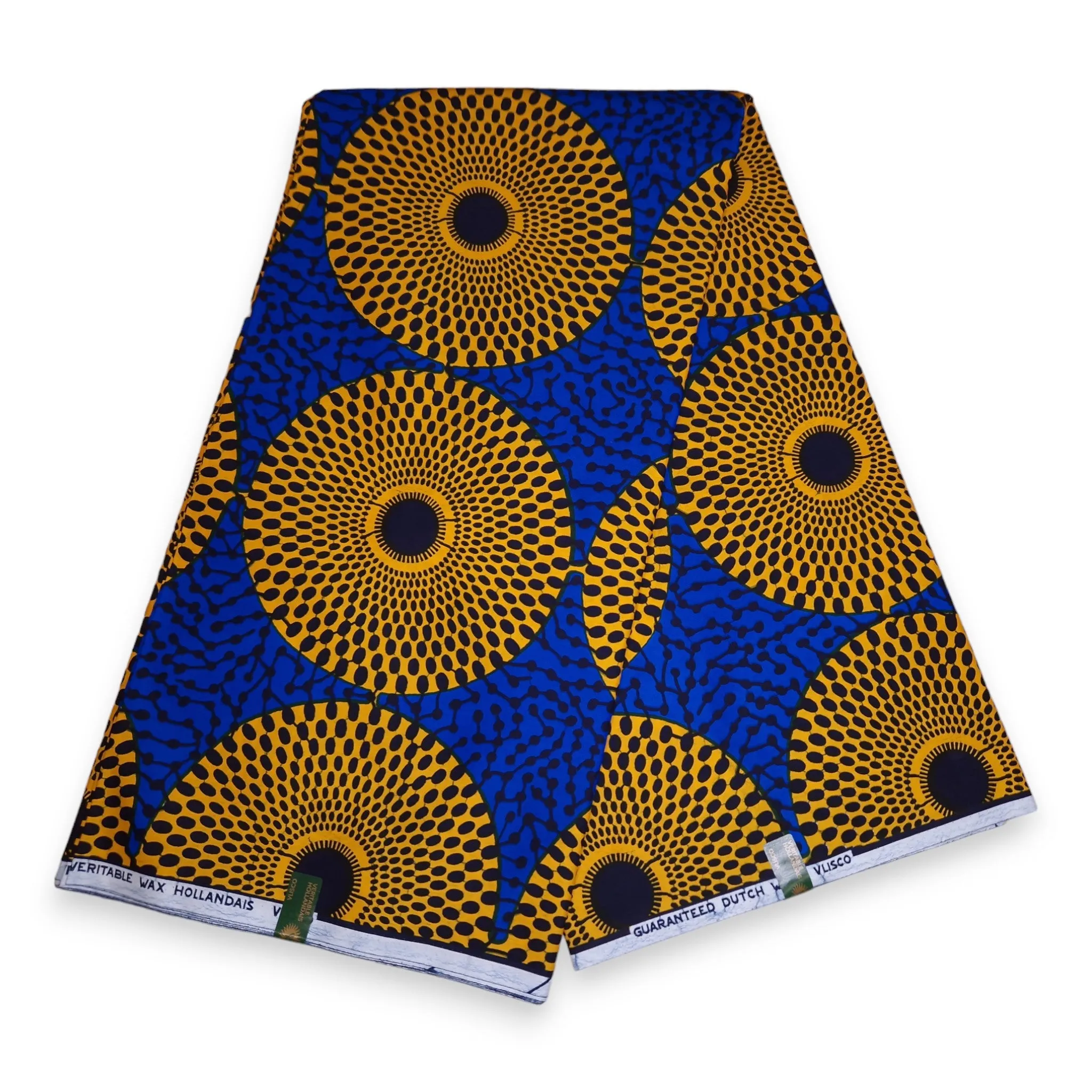Tissu VLISCO Wax Hollandais - Bleu / Jaune RECORD