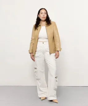 Veste beige en cuir