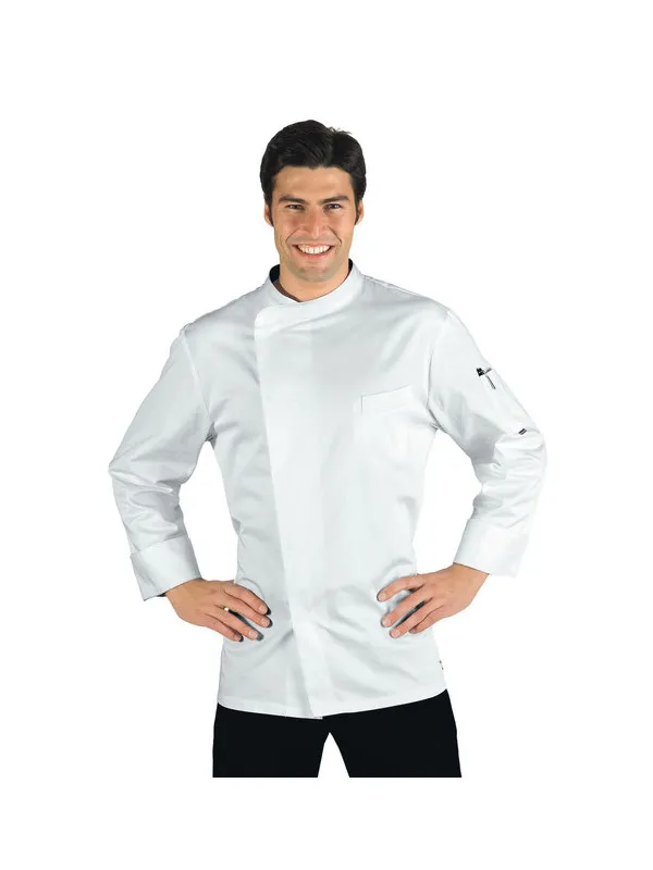 Veste Chef Cuisinier Bilbao Satin Blanc 100% Coton