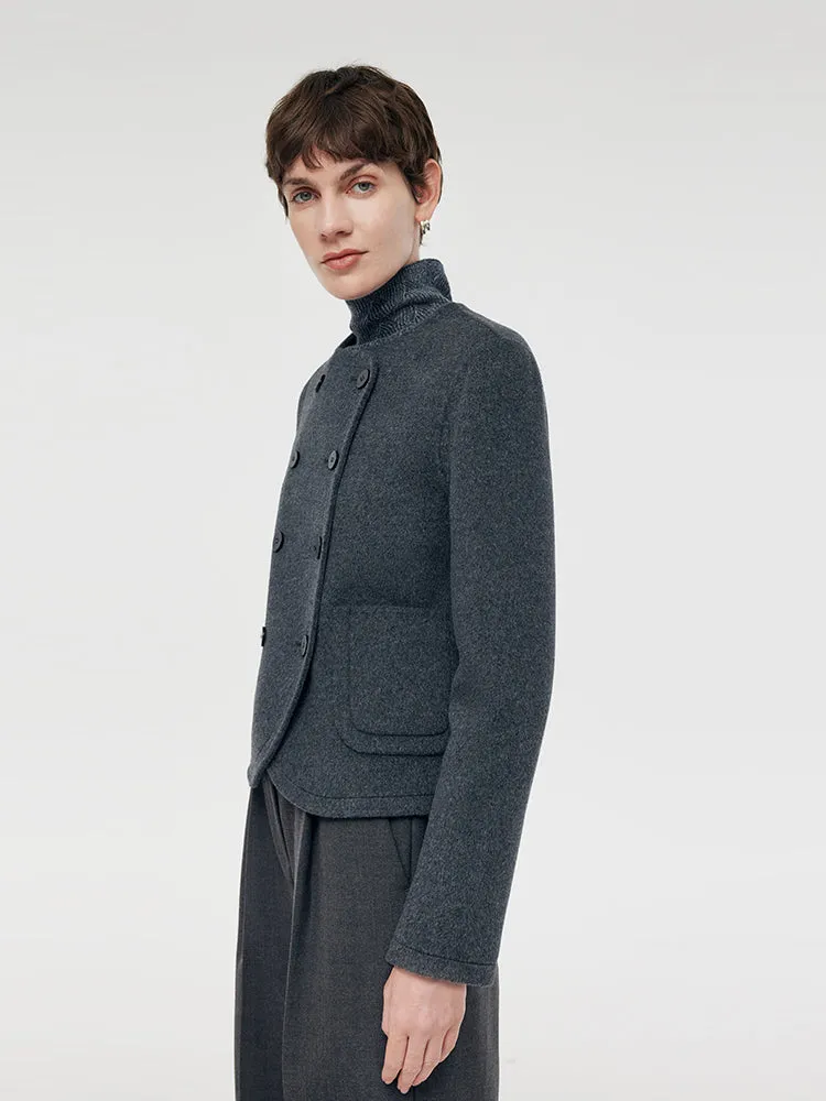 Veste courte boxy en laine pour femmes