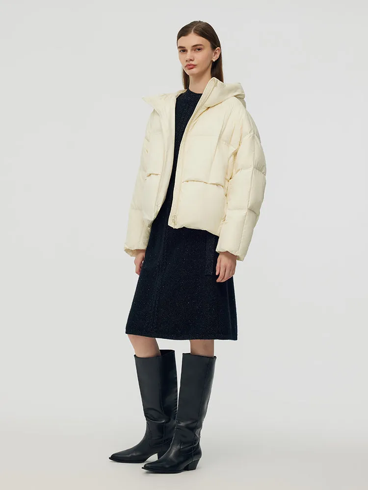 Veste courte à capuche en duvet d'oie