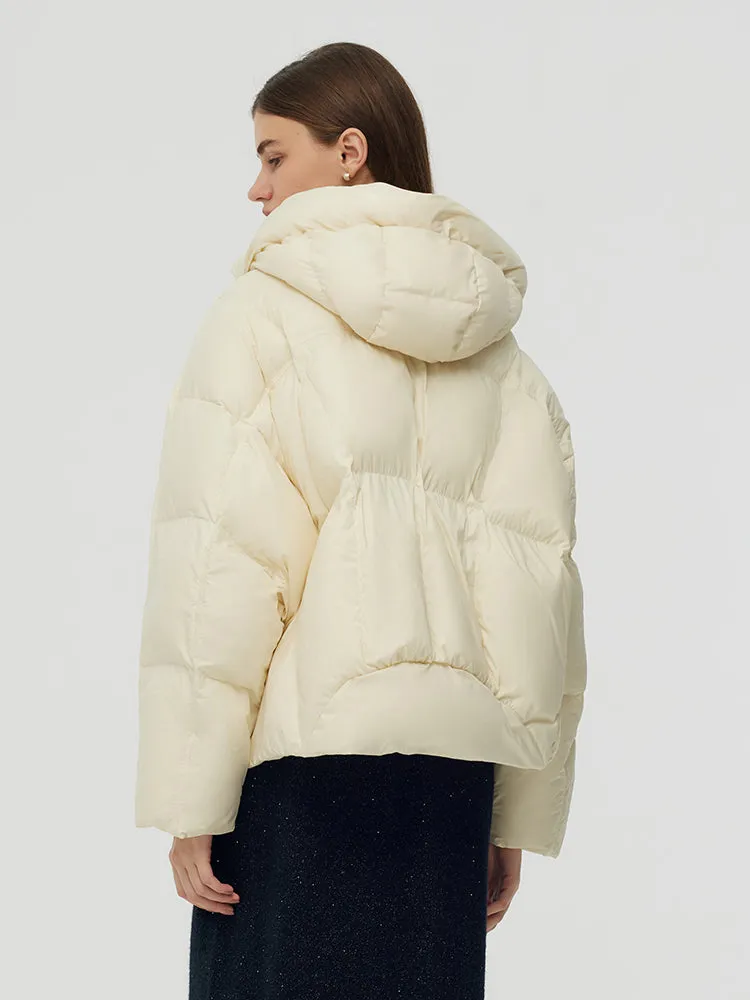 Veste courte à capuche en duvet d'oie