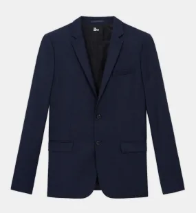 Veste de costume en laine bleu marine