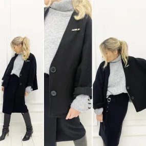 Veste kimono noire decolleté en v