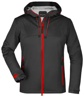 Veste softshell à capuche - Femme - JN1097 - noir et rouge 